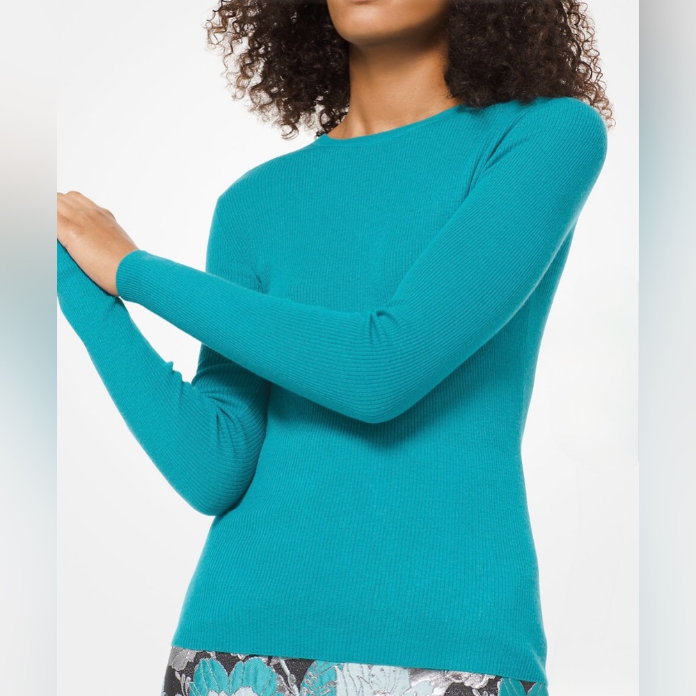 Michael Kors Collection Cashmere Sweater Women’s Small Ribbed Featherweight Blue - Picture 1 of 10